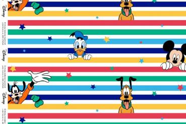 Reststück 90cm Jersey bedruckt - Goofy, Pluto, Donald, Micky